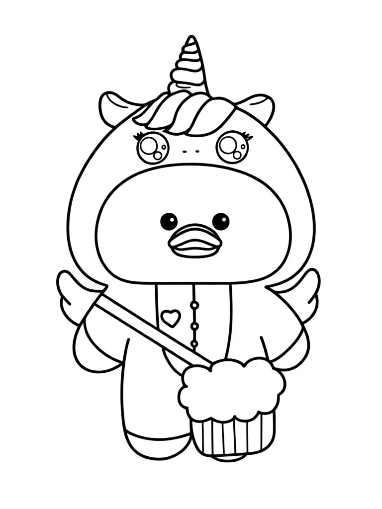 Раскраска – Уточка в костюмчике единорога