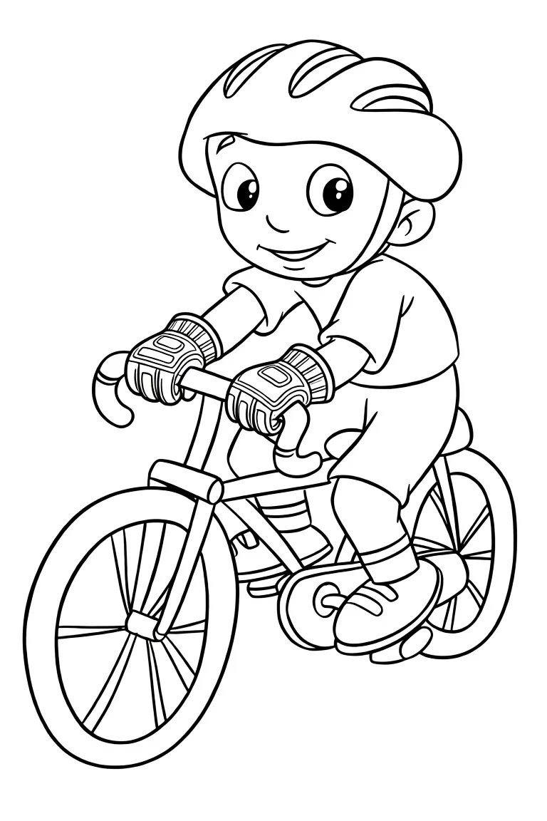 Раскраска – Велосипедист в красивых перчатках