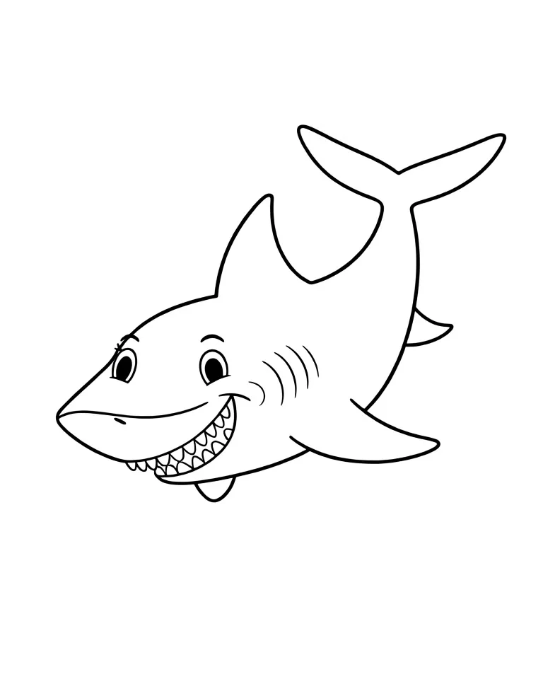 Раскраска – Веселая акула