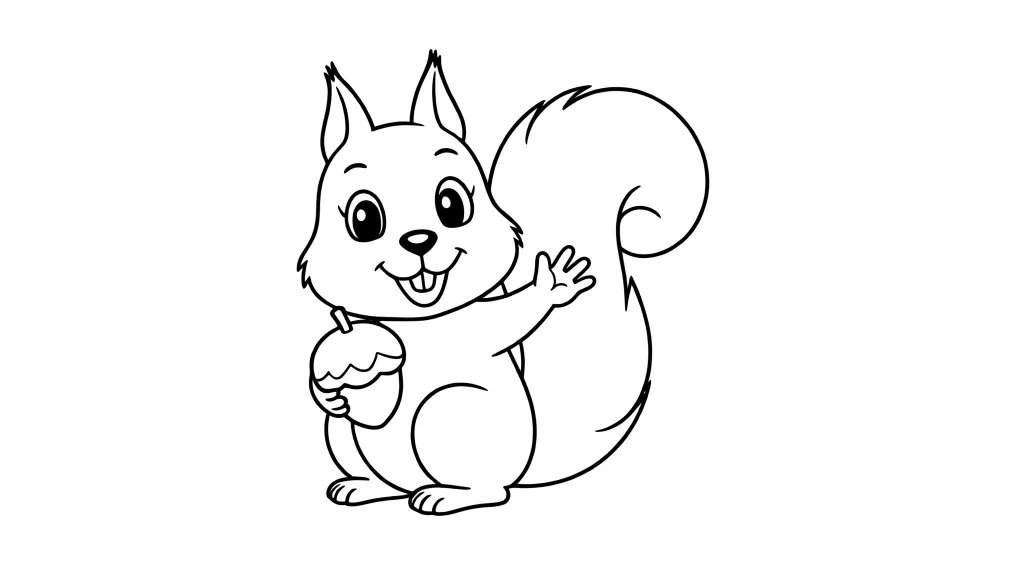 Раскраска – Веселая белочка