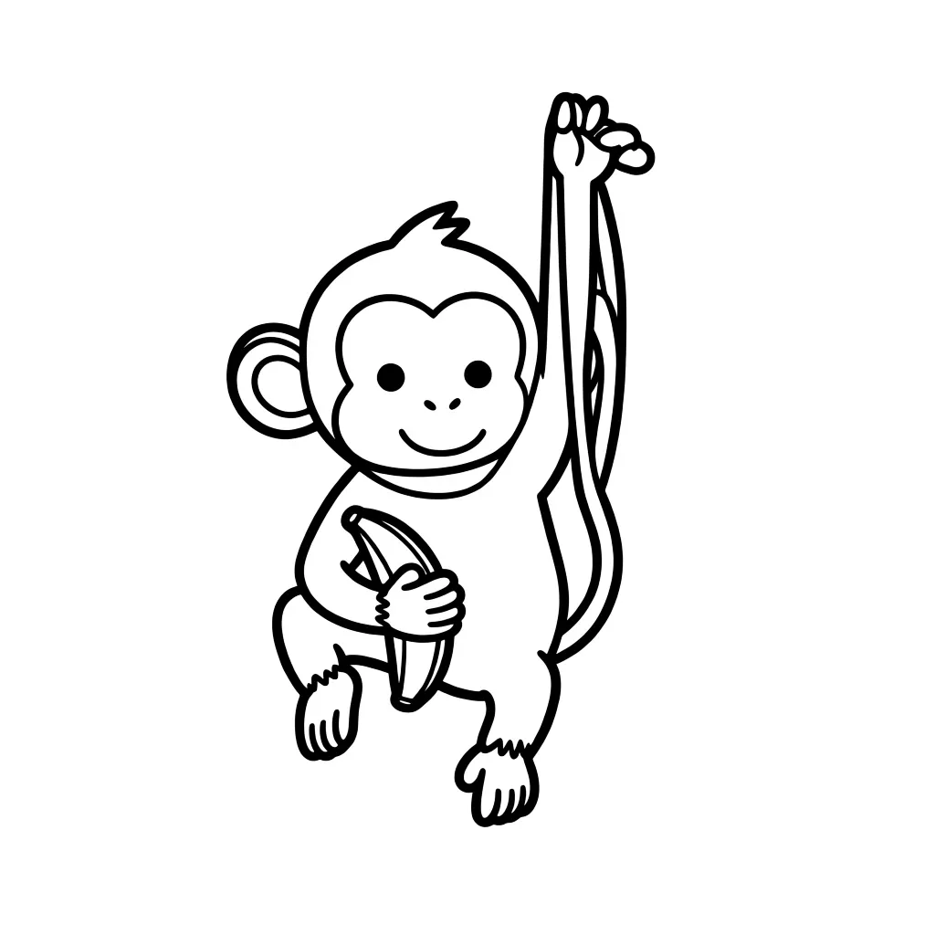 Раскраска – Веселая мартышка