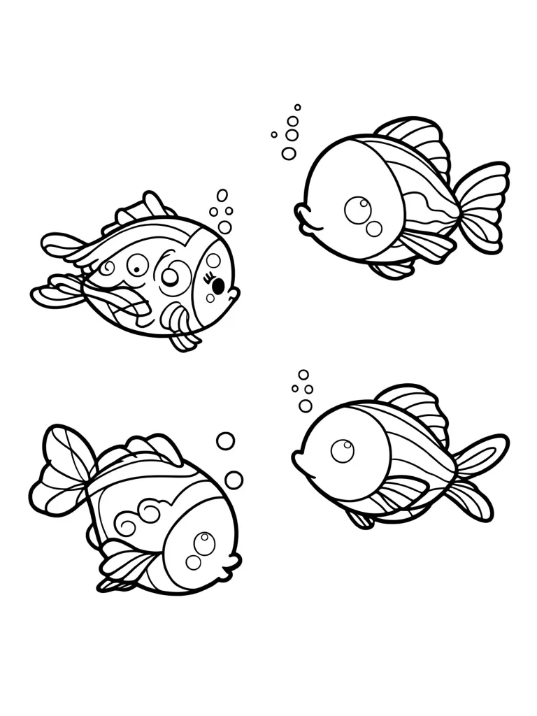 Раскраска – Веселые рыбки