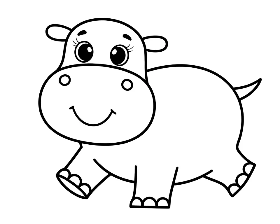 Раскраска – Веселый бегемотик