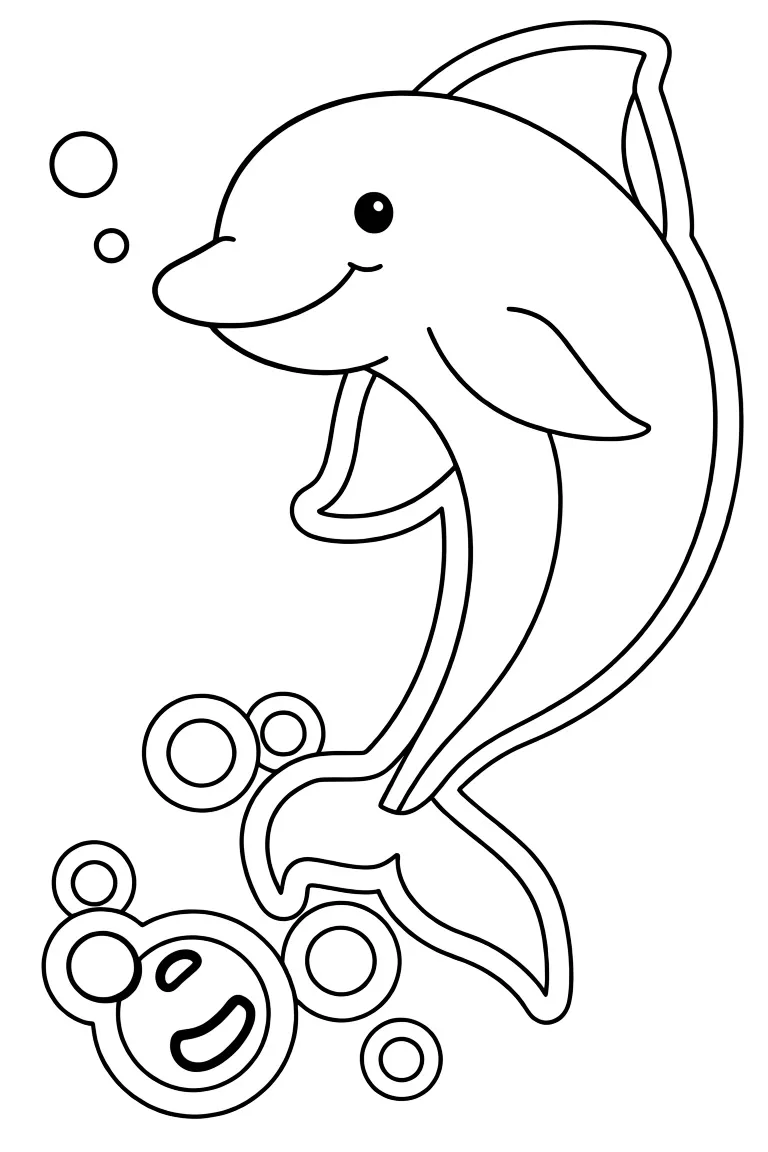 Раскраска – Веселый дельфин