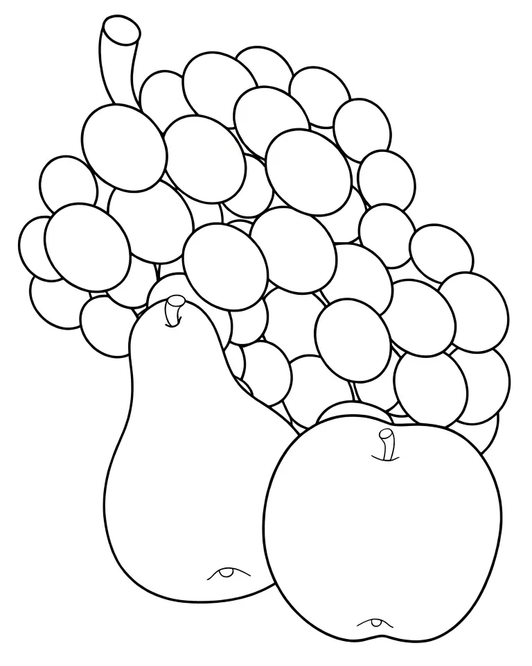 Раскраска – Виноград, яблоко и груша