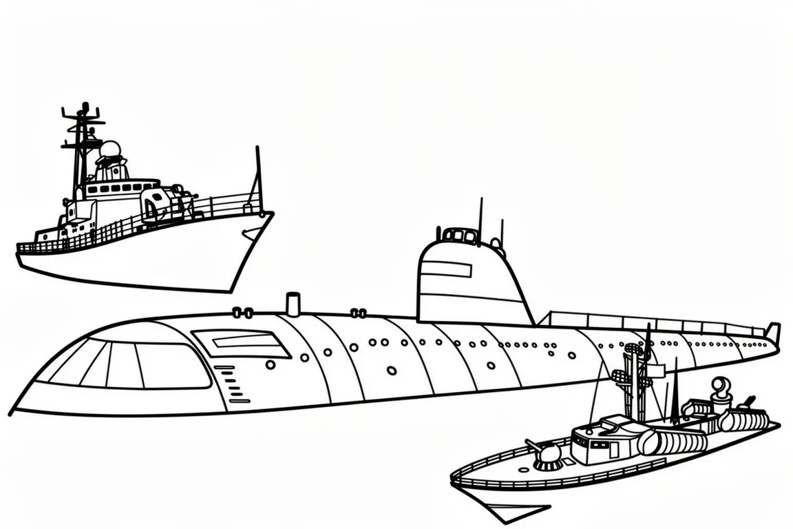 Раскраска – Военные корабли