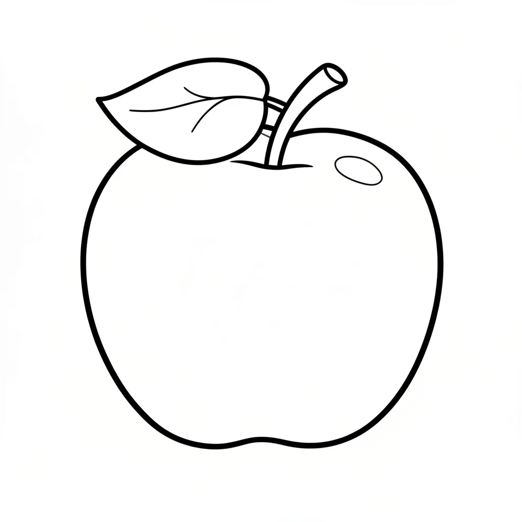 Раскраска – Яблоко с листочком