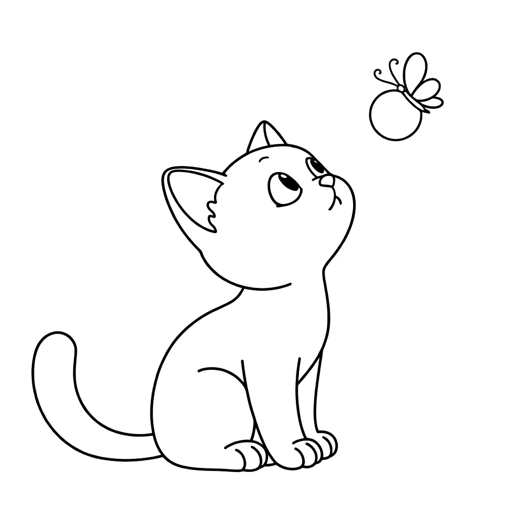 Раскраска – Заинтересованная кошка