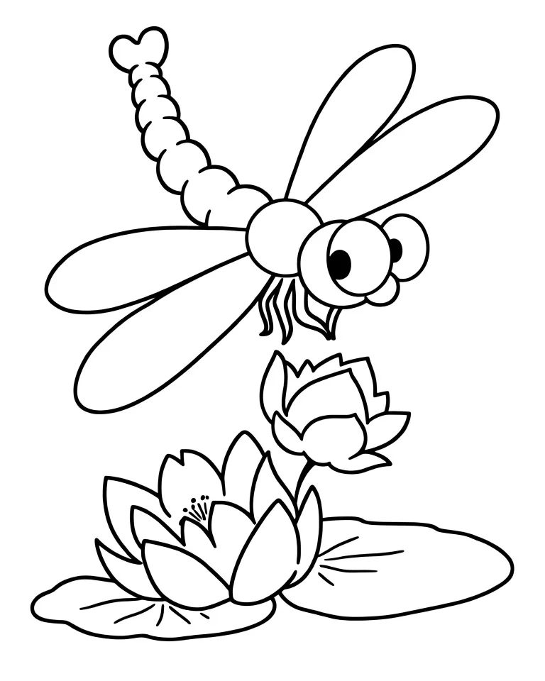Раскраска – Застенчивая стрекоза