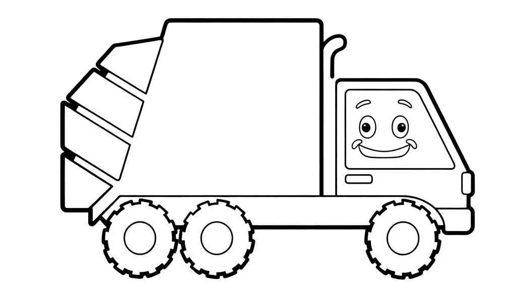 Раскраска – Зеленый мусоровоз